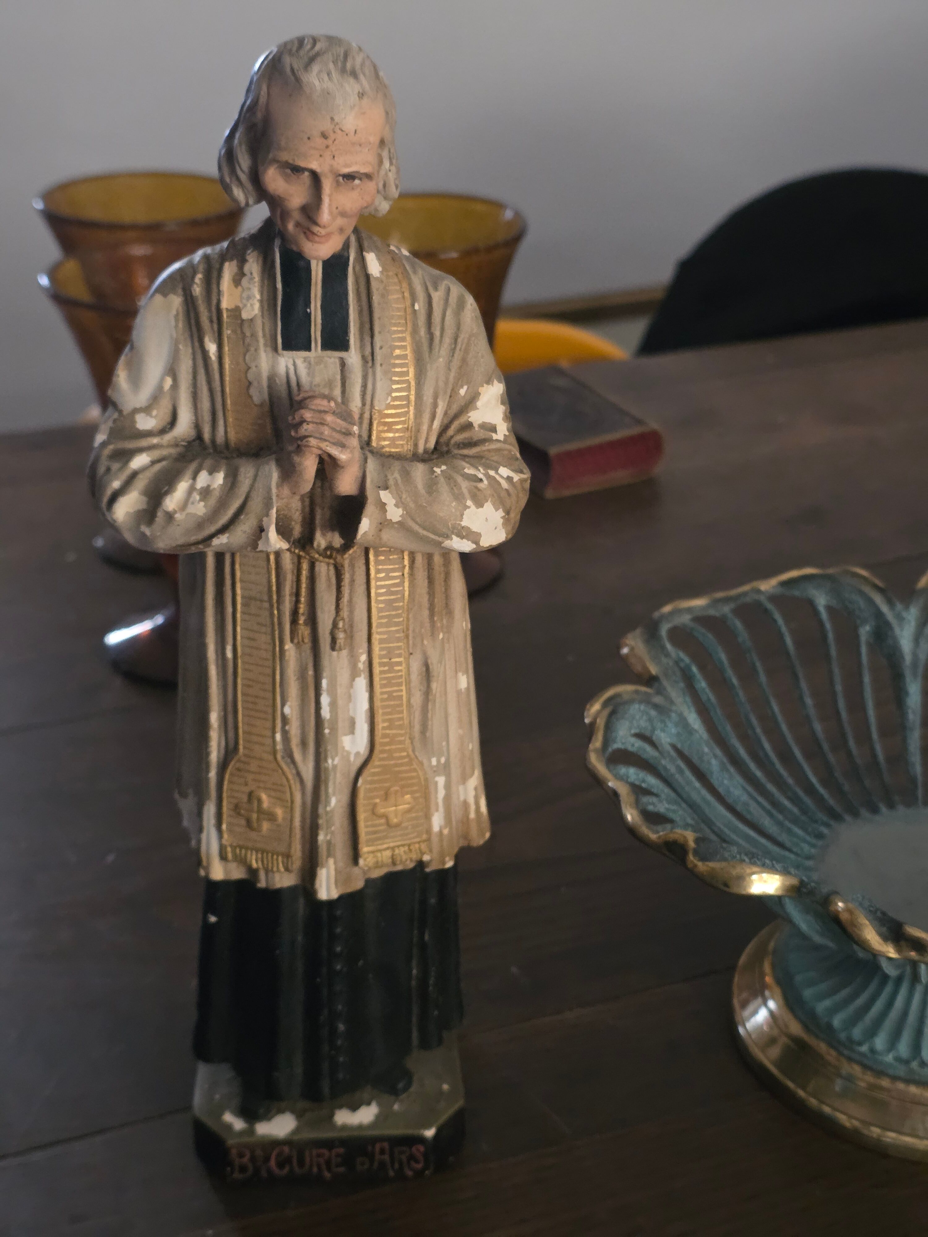 Religious Statuette of Saint John Vianney in plaster