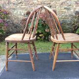2 vintage bistro chairs called gondolas in solid oak.