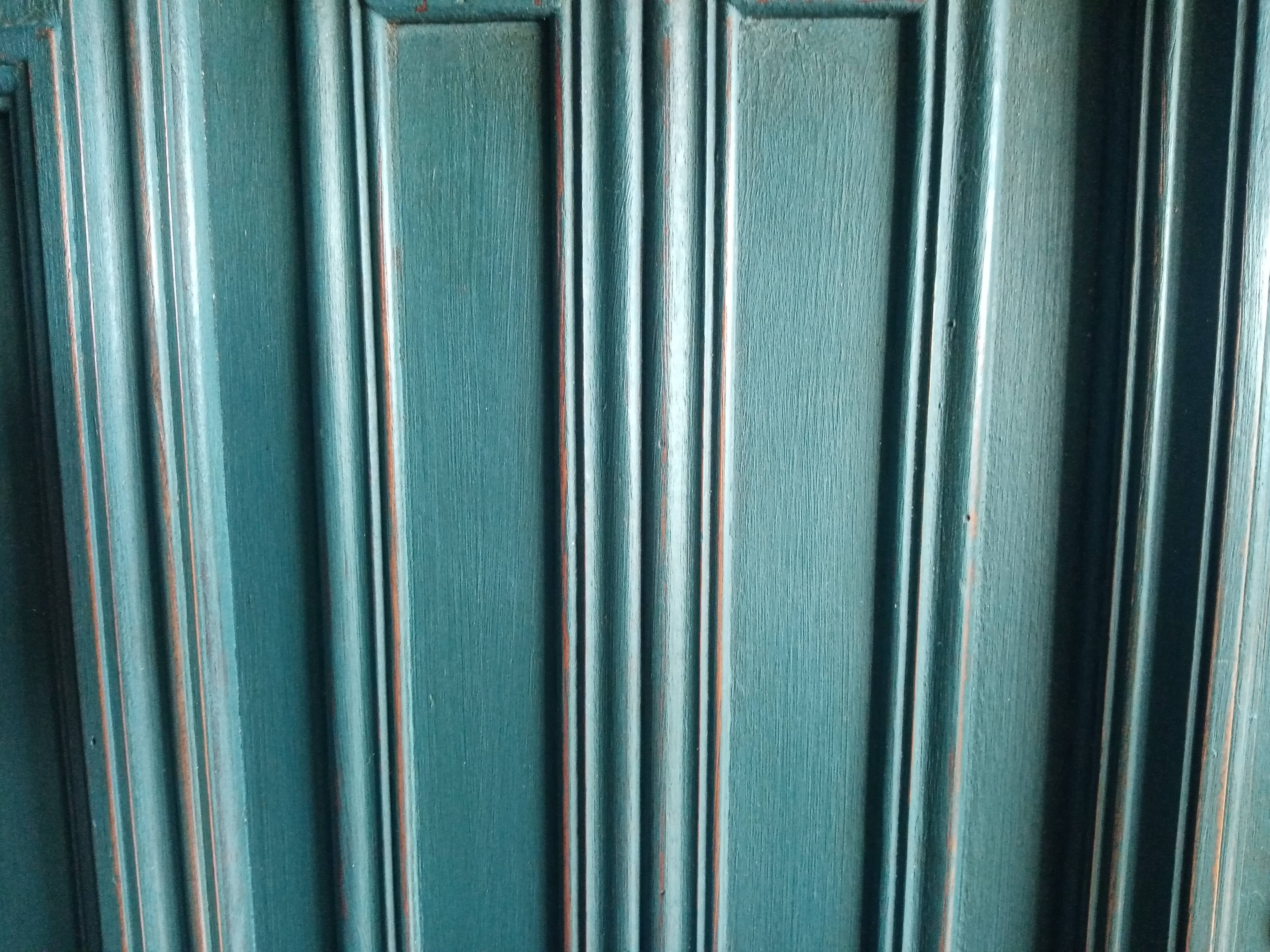 Pair Old Patinated Door Blue Aubusson Wooden Door Deco