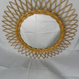 Miroir soleil en rotin 23x23cm