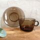 Six smoked glass coffee cups