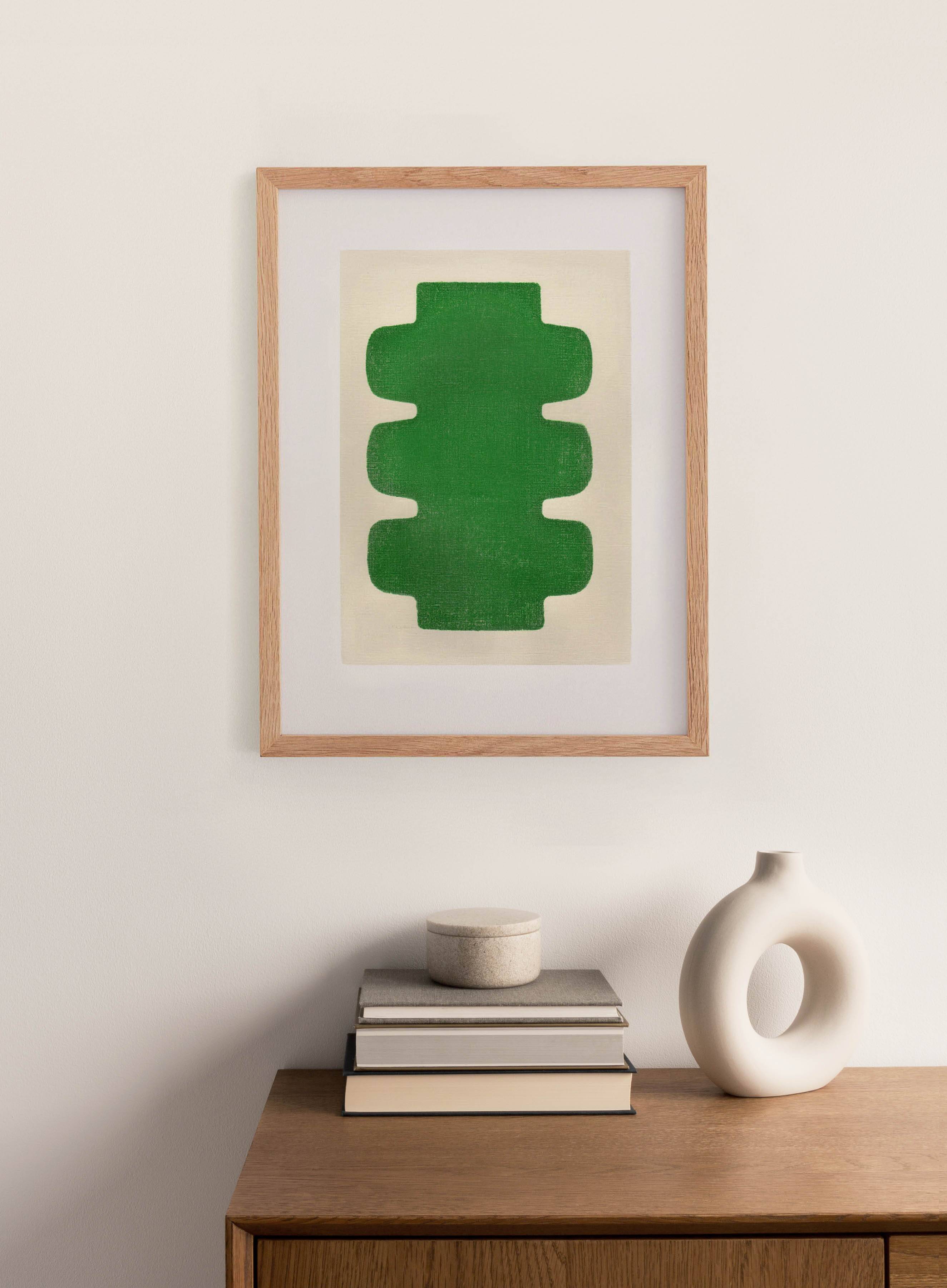 Abstract painting on paper - 30x40 - NUX green - signed Eawy