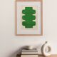 Abstract painting on paper - 30x40 - NUX green - signed Eawy