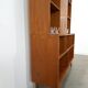 Deens hoge teak vakkenkast met bar vintage wandkast