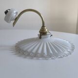 Vintage wall light in notched opaline and gilded brass