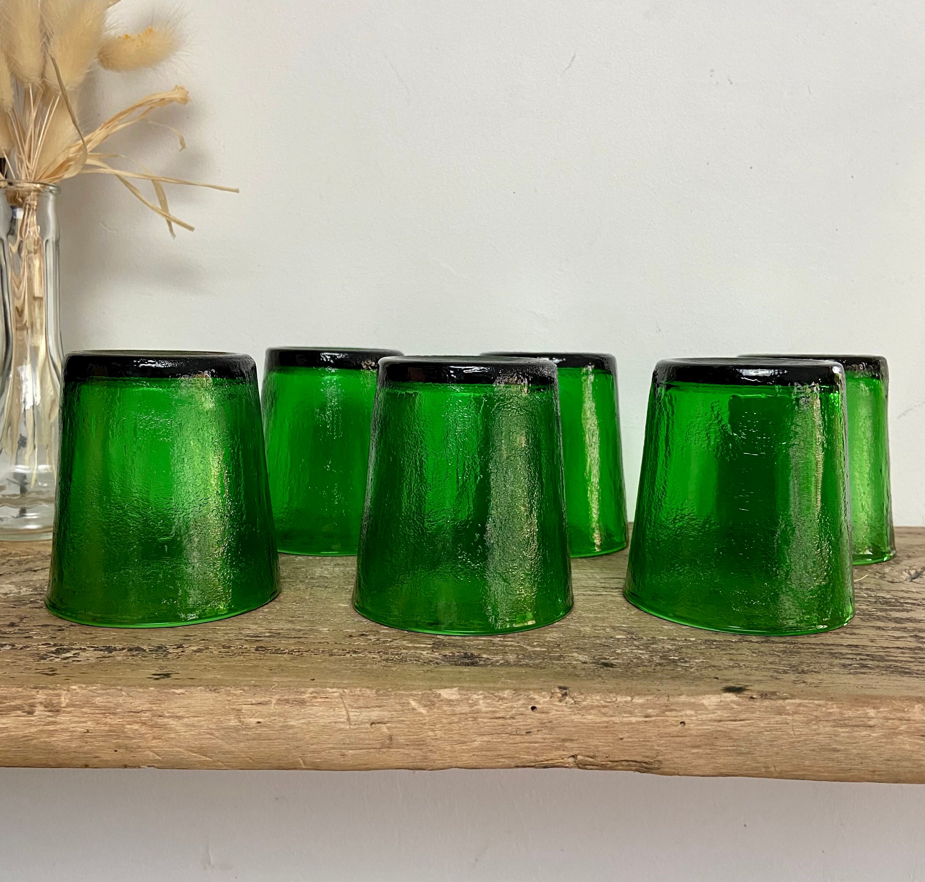 6 verres texturés verts Arcoroc Sierra vintage