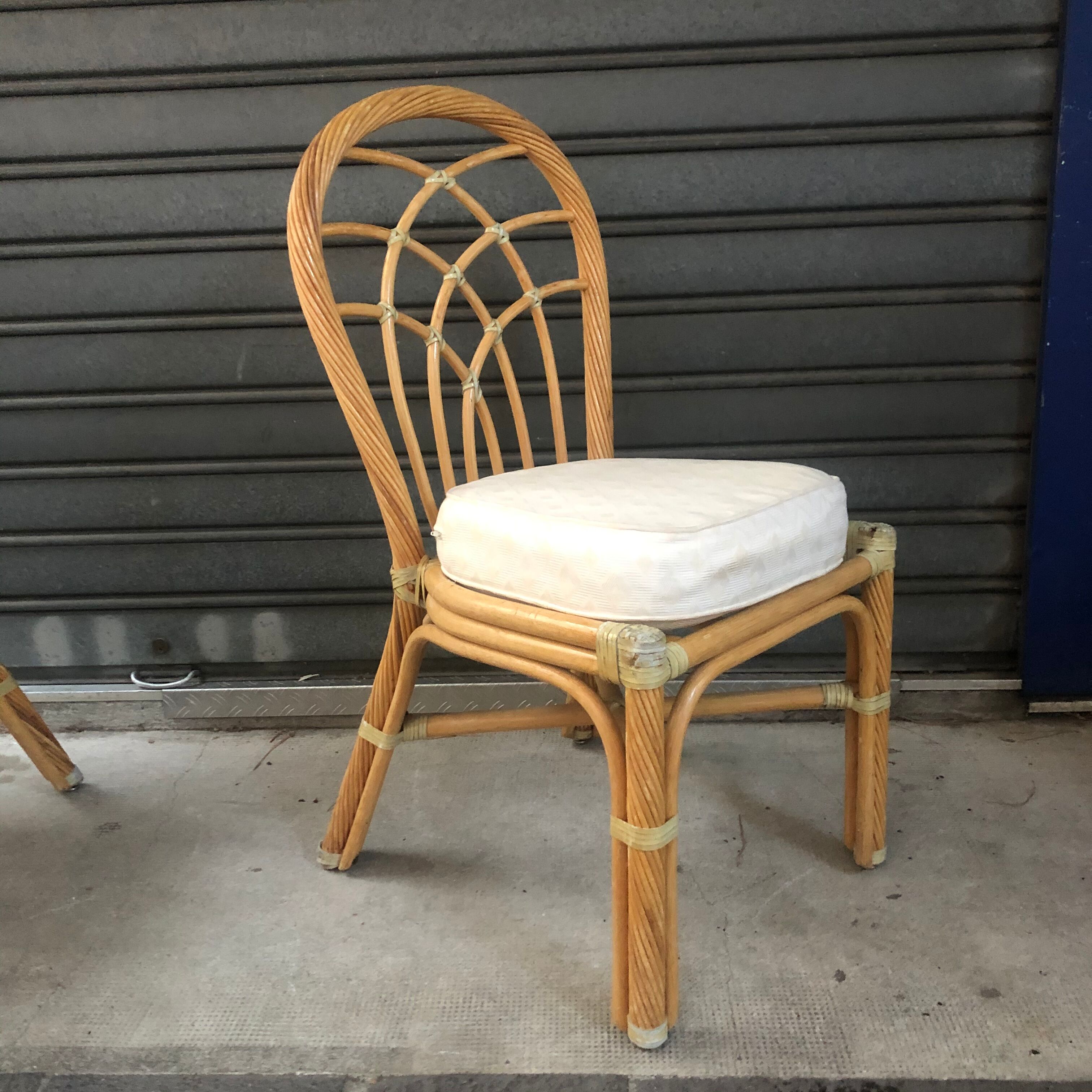 Table set and 4 rattan chairs