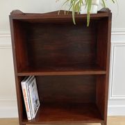 Bookcase vintage natural wood shelves open to three shelves