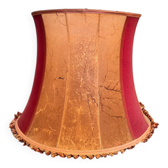 Large vintage leather and velvet lampshade