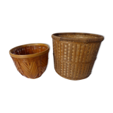 Set de 2 caches pot en rotin