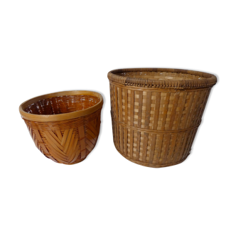 2 rattan pot covers