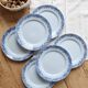 6 antique flat plates from Sarreguemines U&C in the Mimosa blue pattern.
