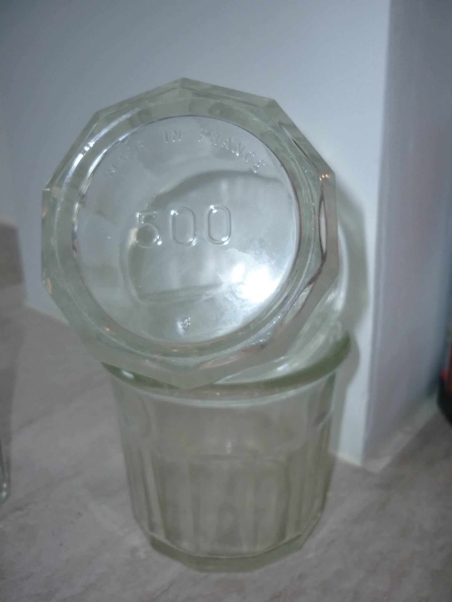 Pair of 2 old jam pots 500 ml