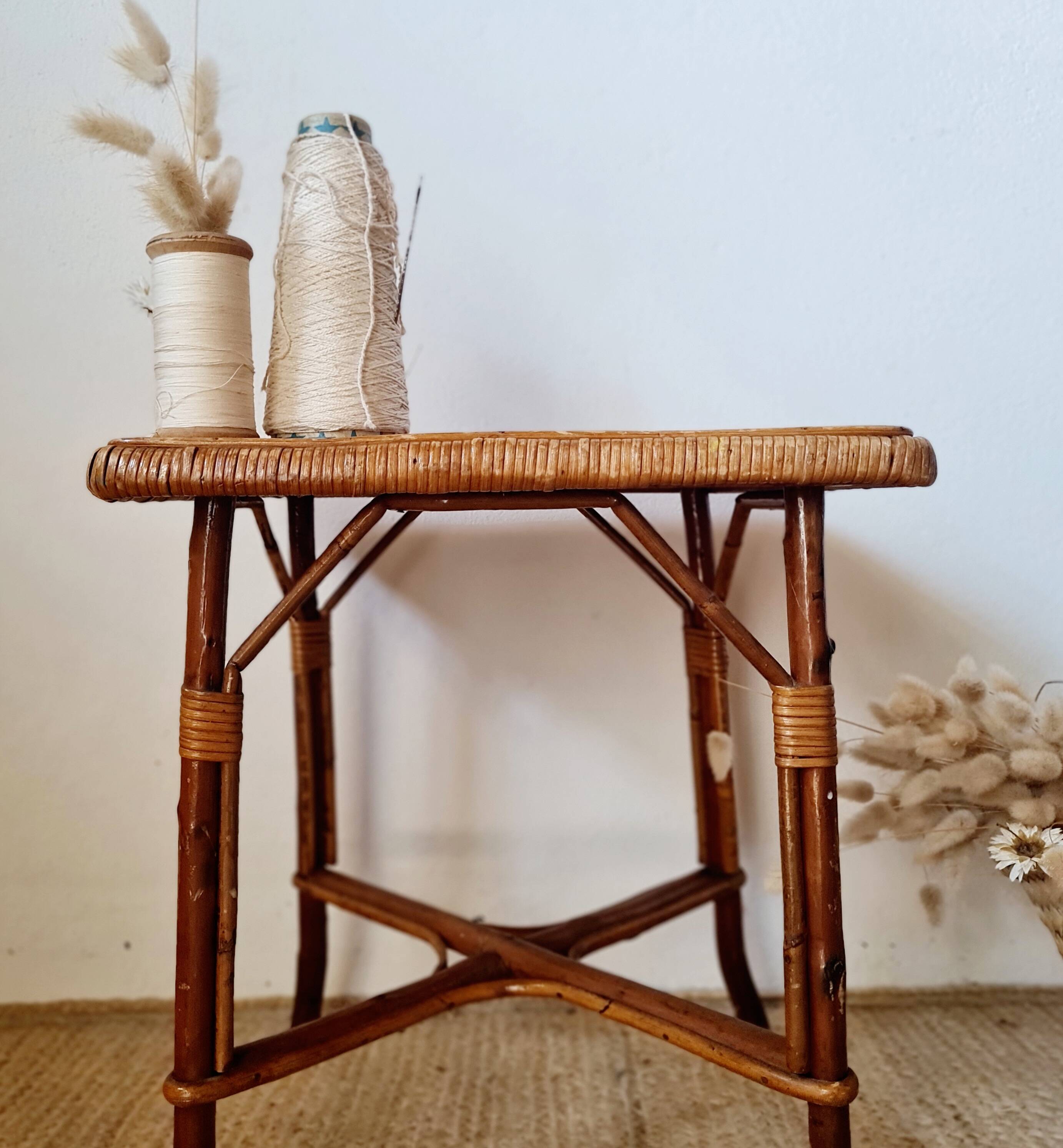 Vintage rattan side table or coffee table – 1960s Riviera style