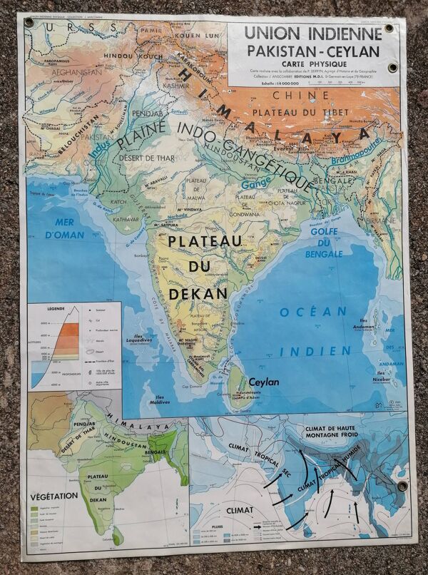 Ancienne carte mdi union indienne pakistan ceylan/japon economique