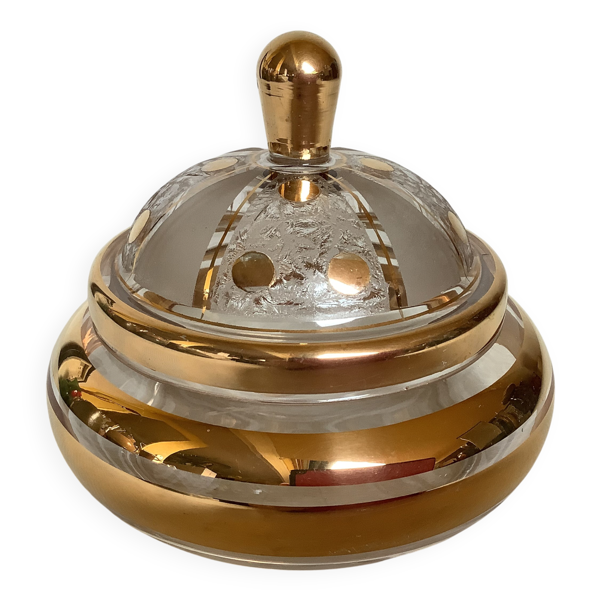 Frosted and gold glass sweet box