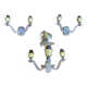 Chandelier + pair of wall lights in the old style jules leleu gilded + perspex plexi