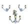 Chandelier + pair of wall lights in the old style jules leleu gilded + perspex plexi