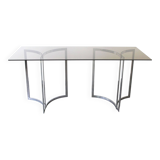 Console in smoked glass and chrome legs, 1970.