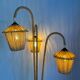 Lampadaire vintage tripode en métal et corde