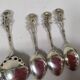 Lot de 6 cuilleres a moka cafe et 1 cuillère à sucre argent massif 800 - art déco rose