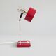Mid century desk lamp burgundy with chrome and wood, red table lamp 1960s