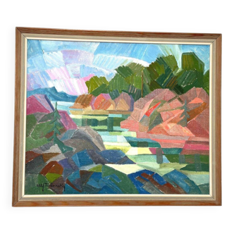 Swedish Oil on Canvas – “Autumn Landscape” by Ulf Tedenstig (1937–1999