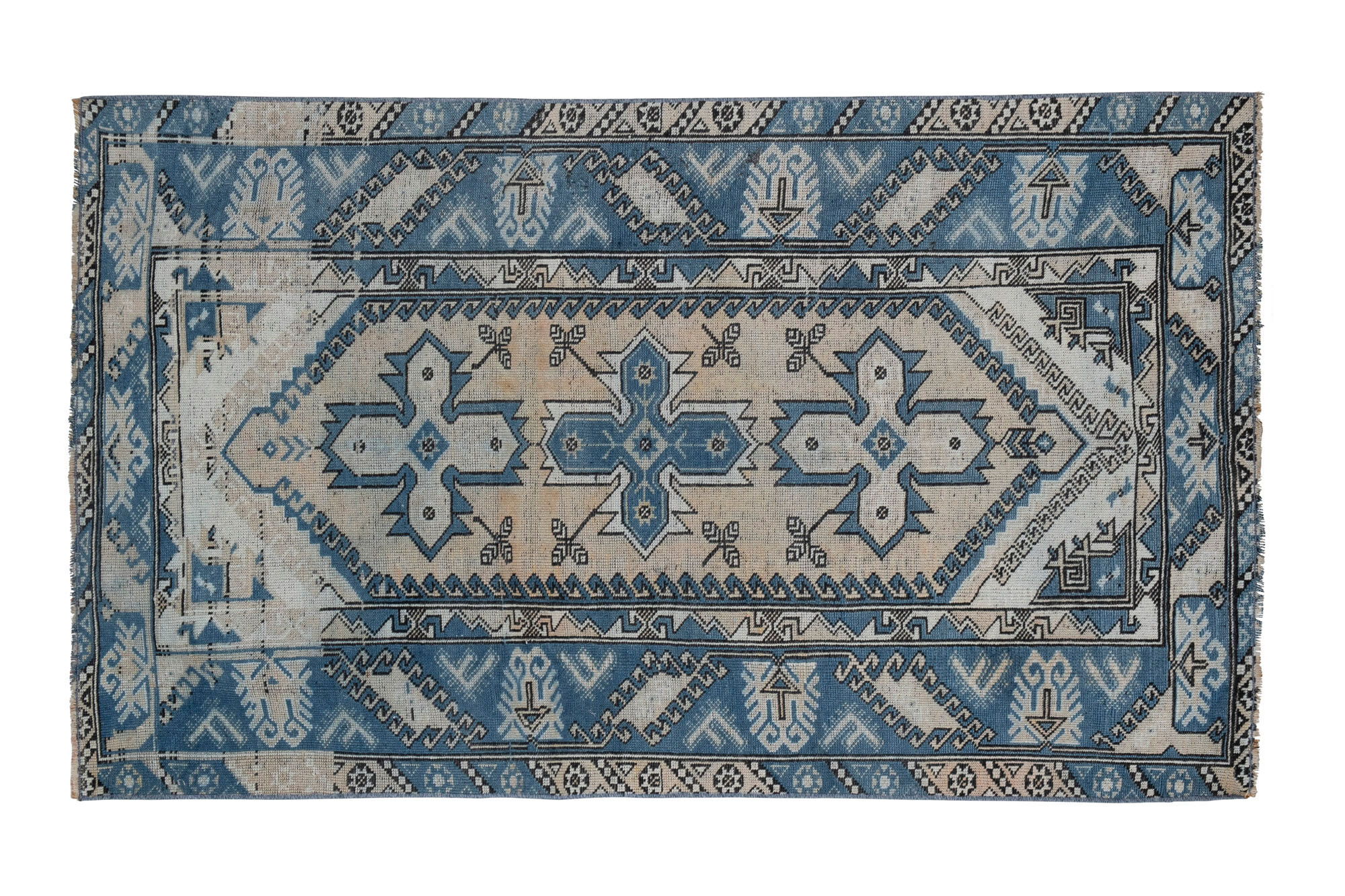 Tapis turc oushak bleu 105 x 175 cm