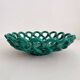 Vintage Vallauris green woven ceramic fruit bowl