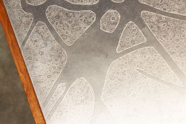 Large metal carved coffee table by Heinz Lilienthal