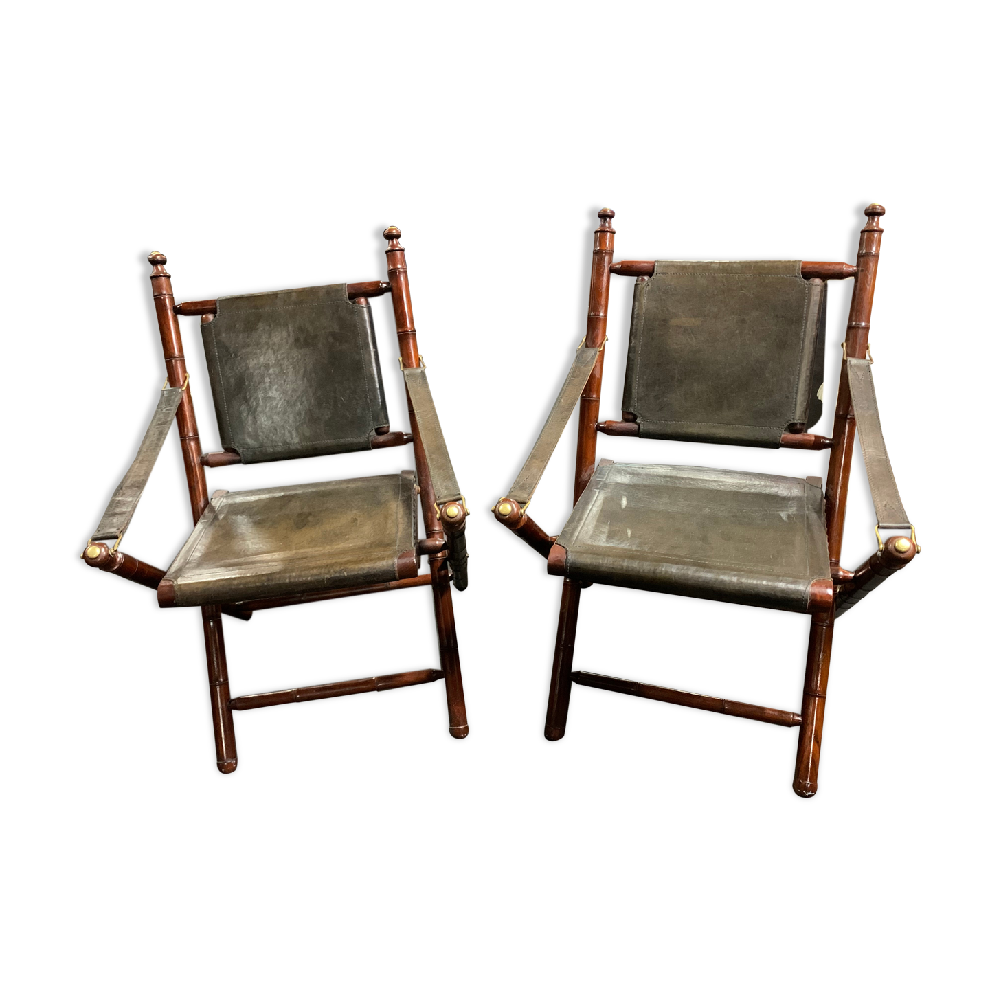 Pair of mahogany colonial armchairs