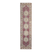Vintage Burgundy Cream Runner Rug, 78x332Cm