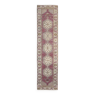 Tapis de couloir vintage bordeaux et crème