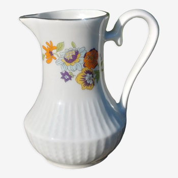 Pot à lait en porcelaine fd Chauvigny vintage décor fleurs de pensées