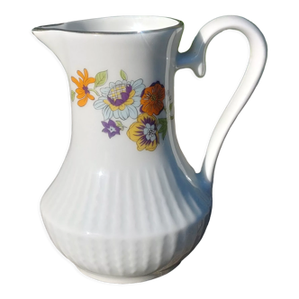 Pot à lait en porcelaine fd Chauvigny vintage décor fleurs de pensées