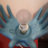 Lampe vintage mains et globe opaline - bleue - luminaire vintage