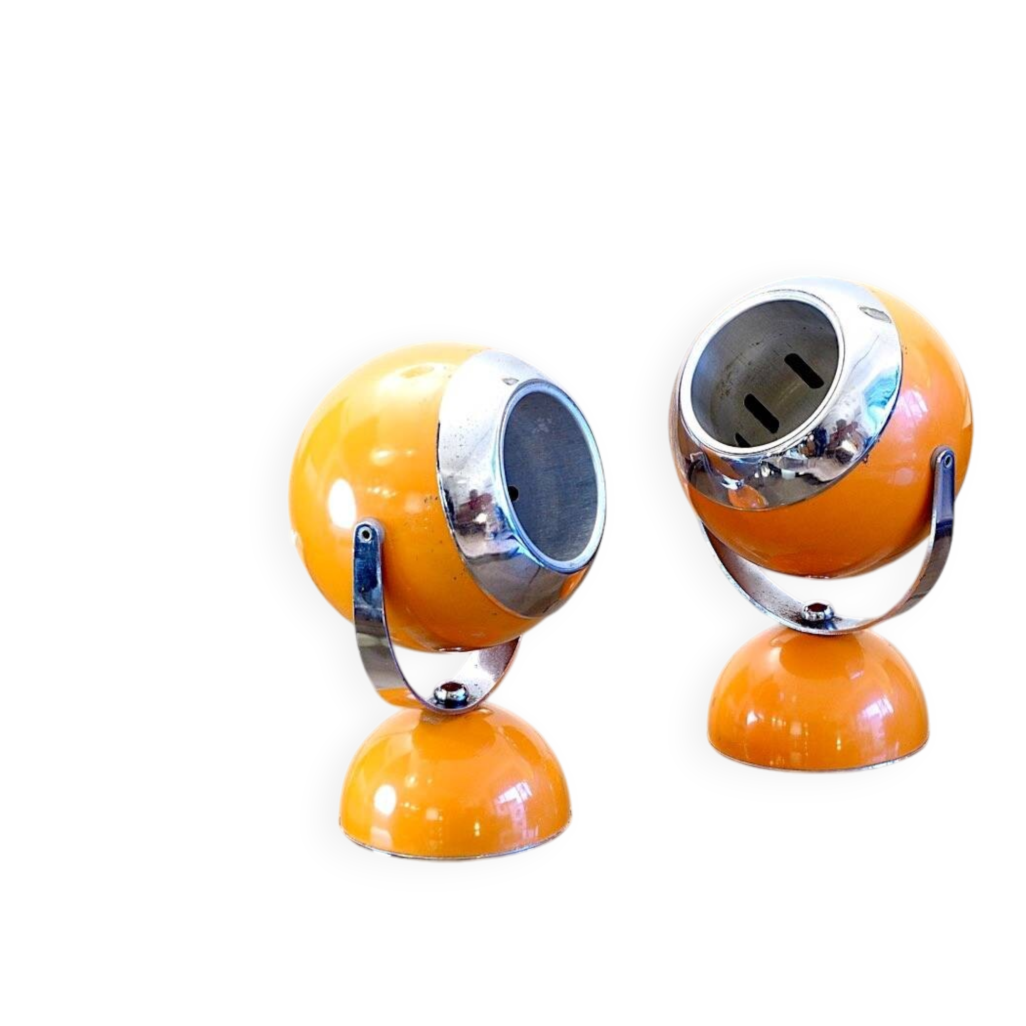Paire de lampes eyeball orange space age