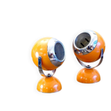 Paire de lampes eyeball orange space age