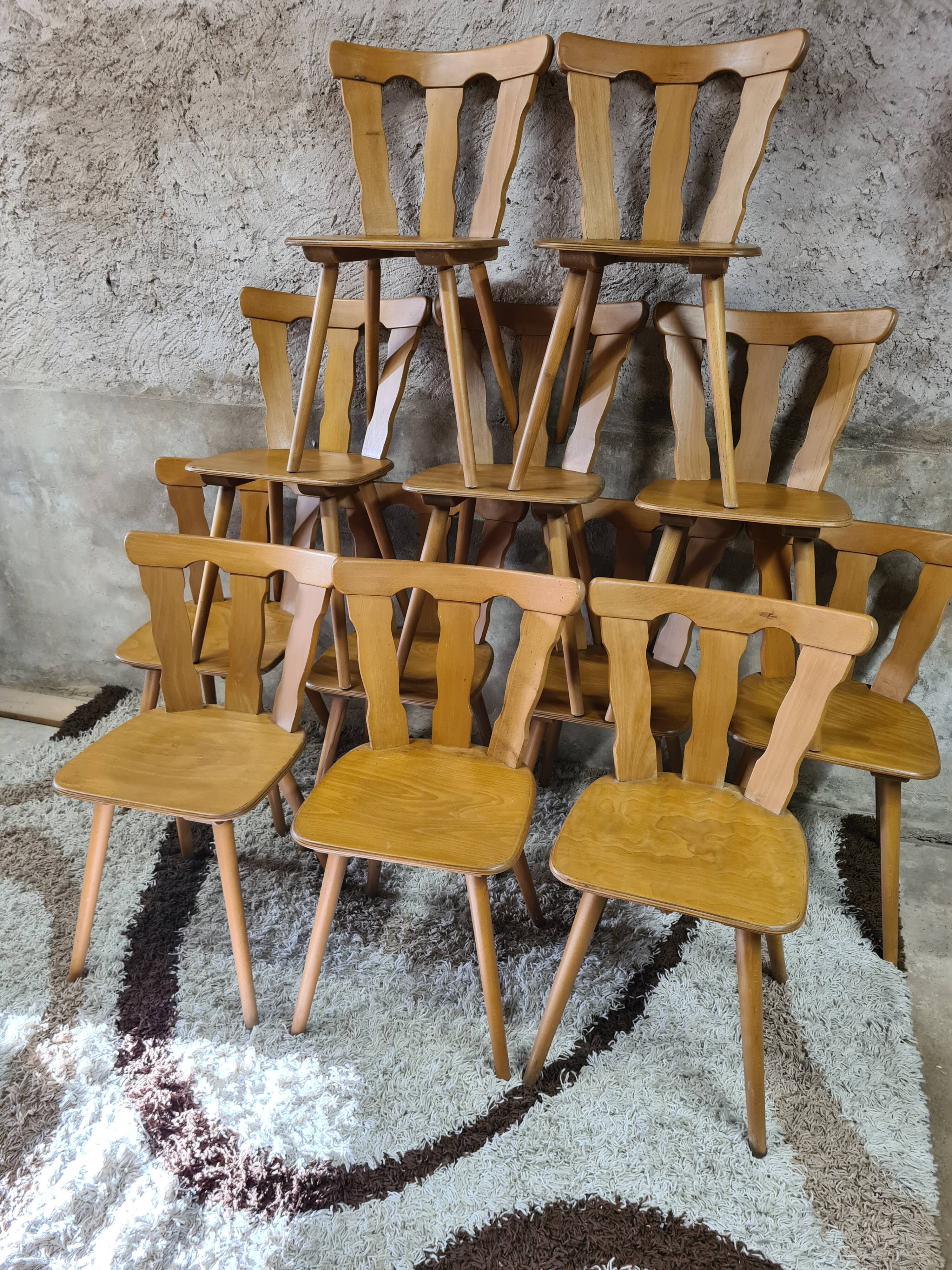 Set of 12 vintage Baumann 1970 bistro chairs