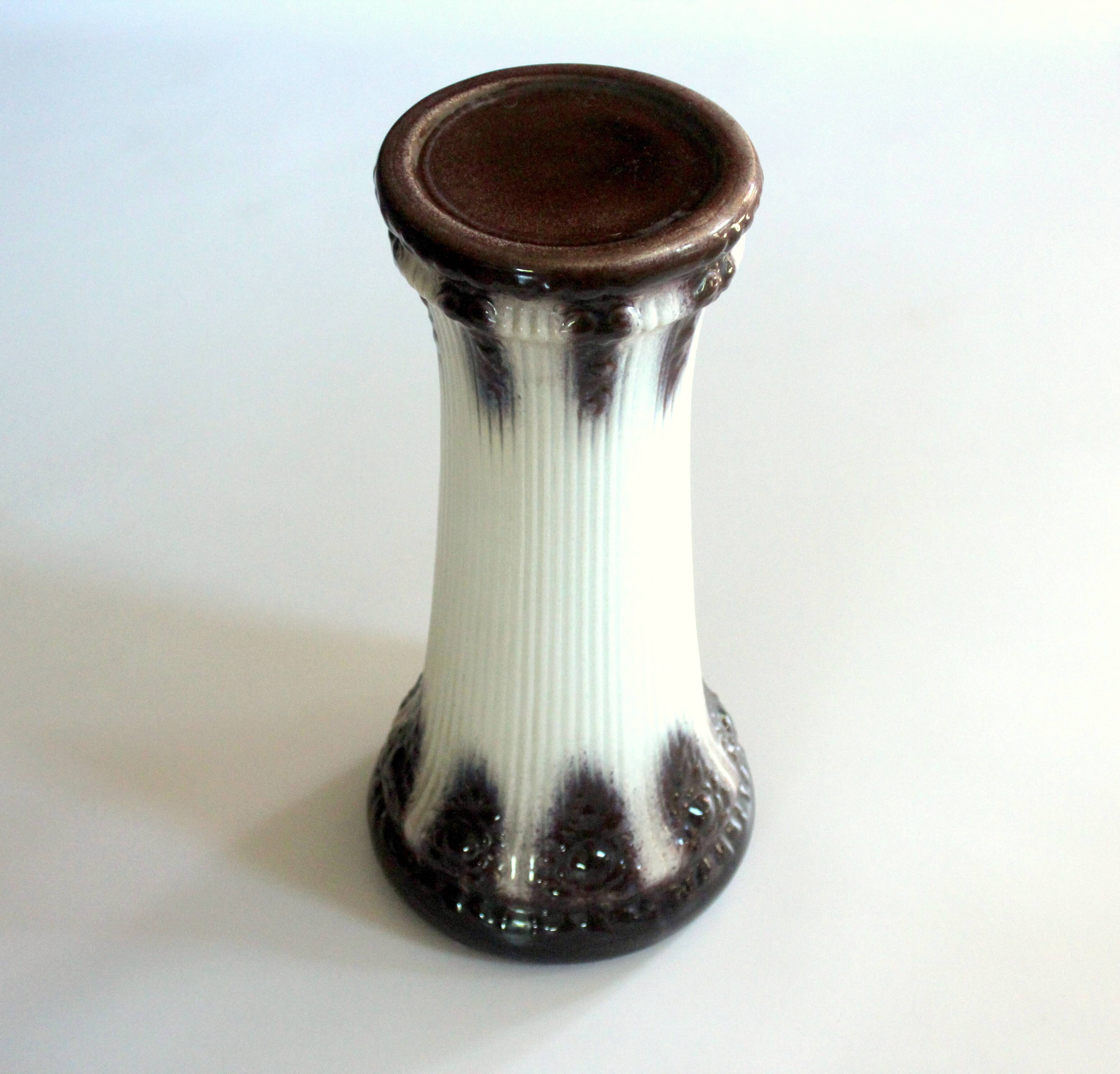 Mid Century flower column, plant stand, made of ceramic, brown/white, vintage from the 60s