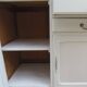 Vintage sideboard in pearl grey patinated oak, wooden top.