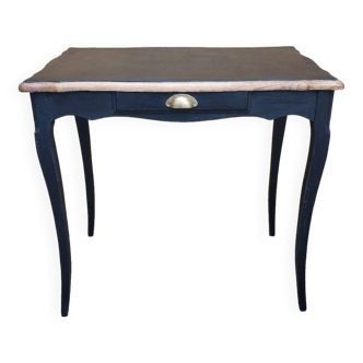 Old desk table 1 drawer black patina
