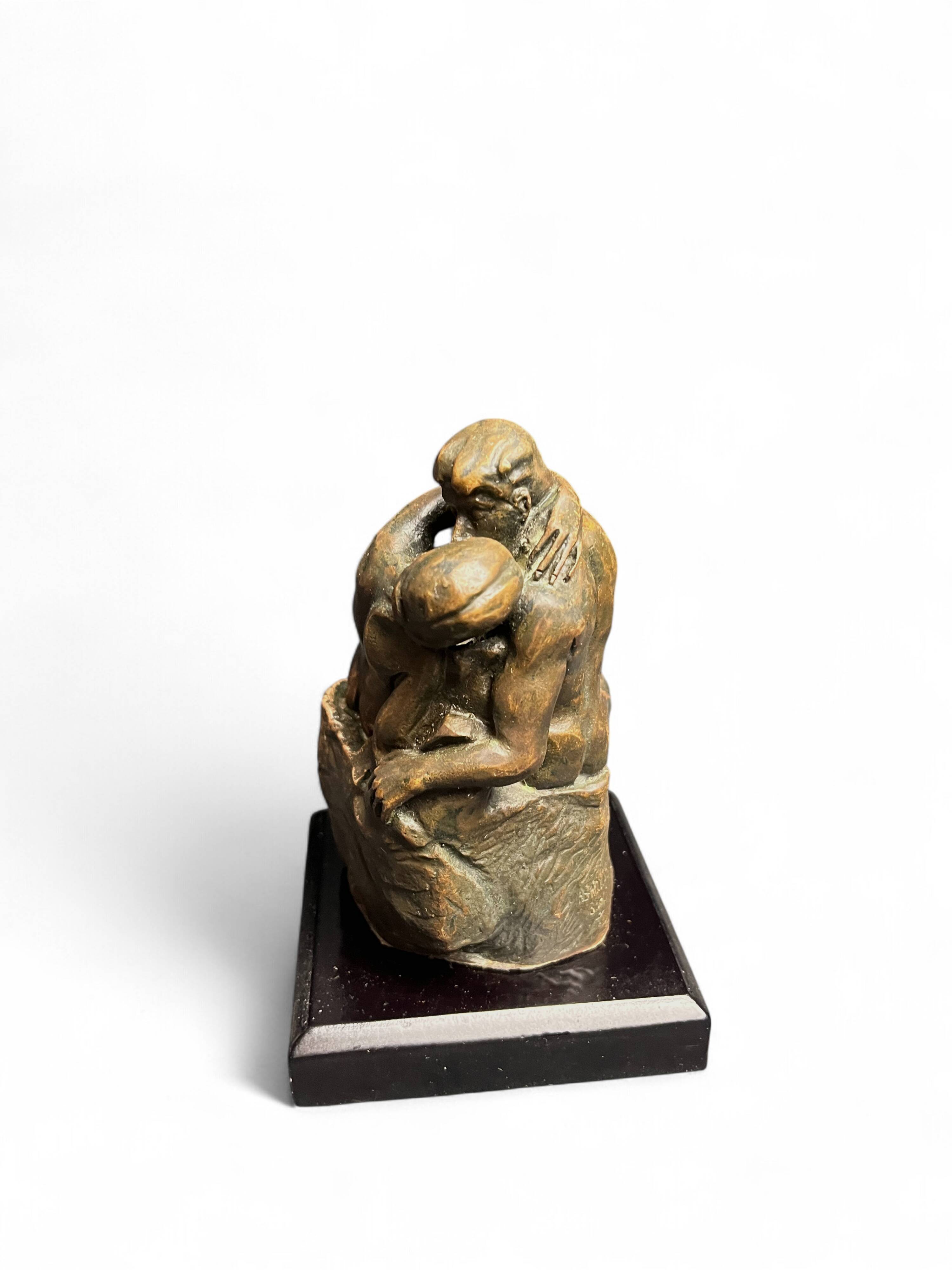 Rodin (d’après), reproduction en bronze Le Baiser XXème