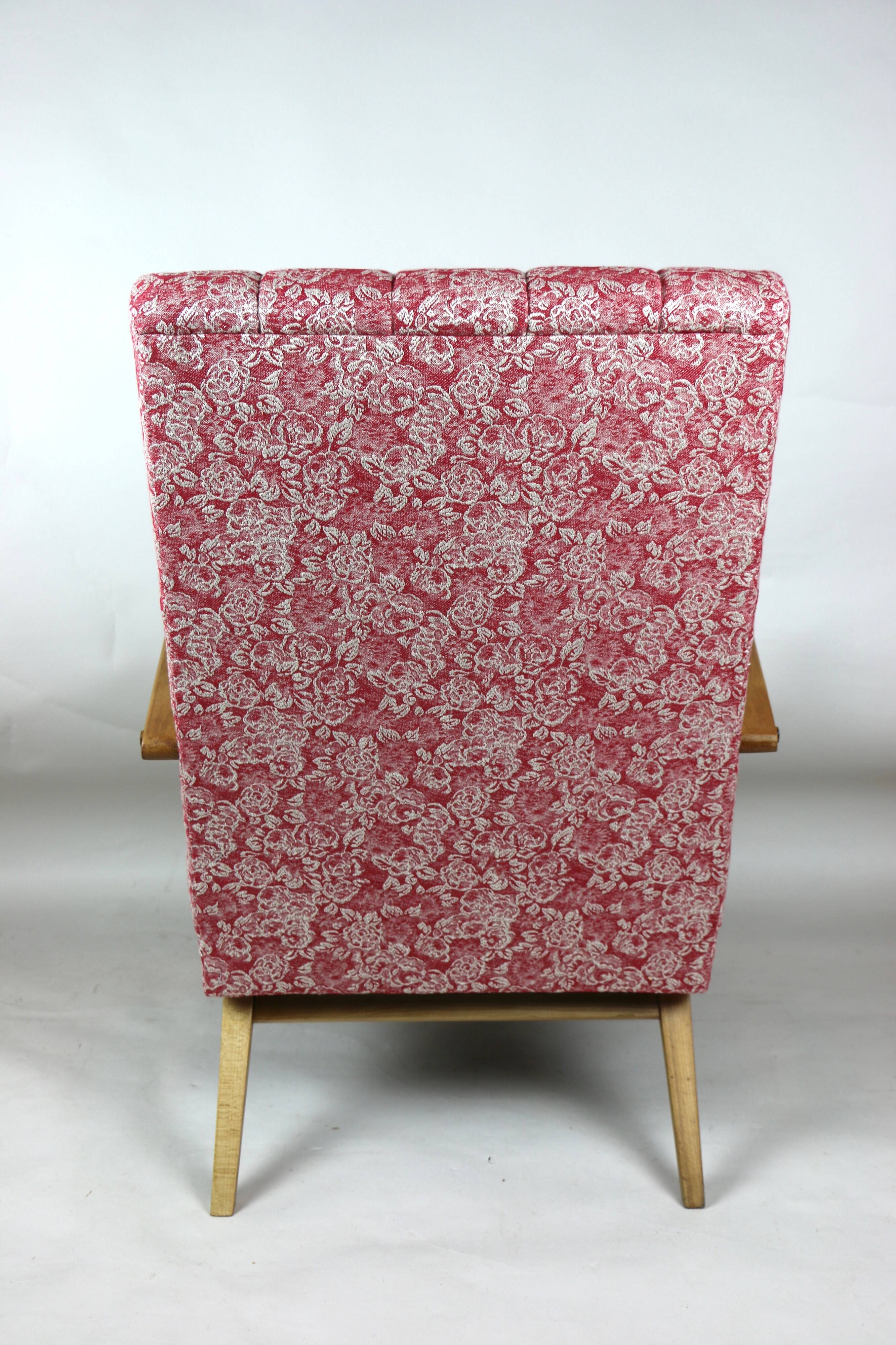 Art deco style rose velvet armchair, 1970s