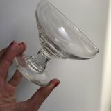 Set of 5 crystal champagne glasses faceted feet art deco 20-30s