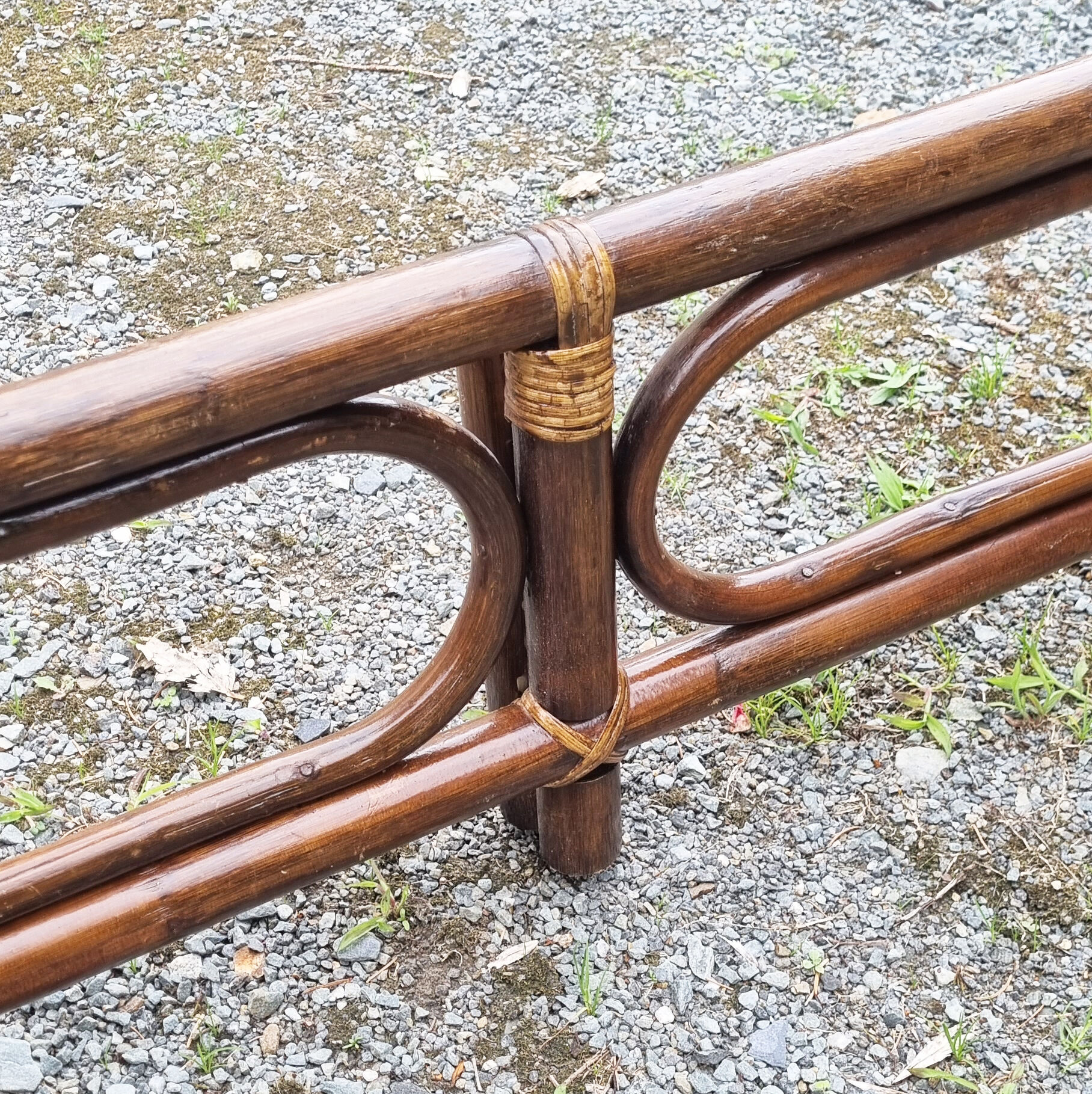 Double bed bamboo and rattan, vintage, 60s
