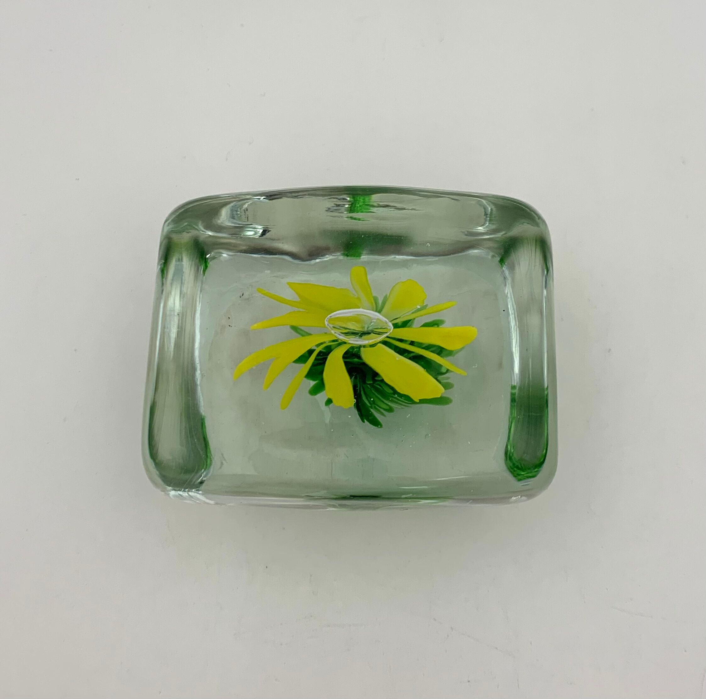 Sulfide, vintage paperweight, flower pattern