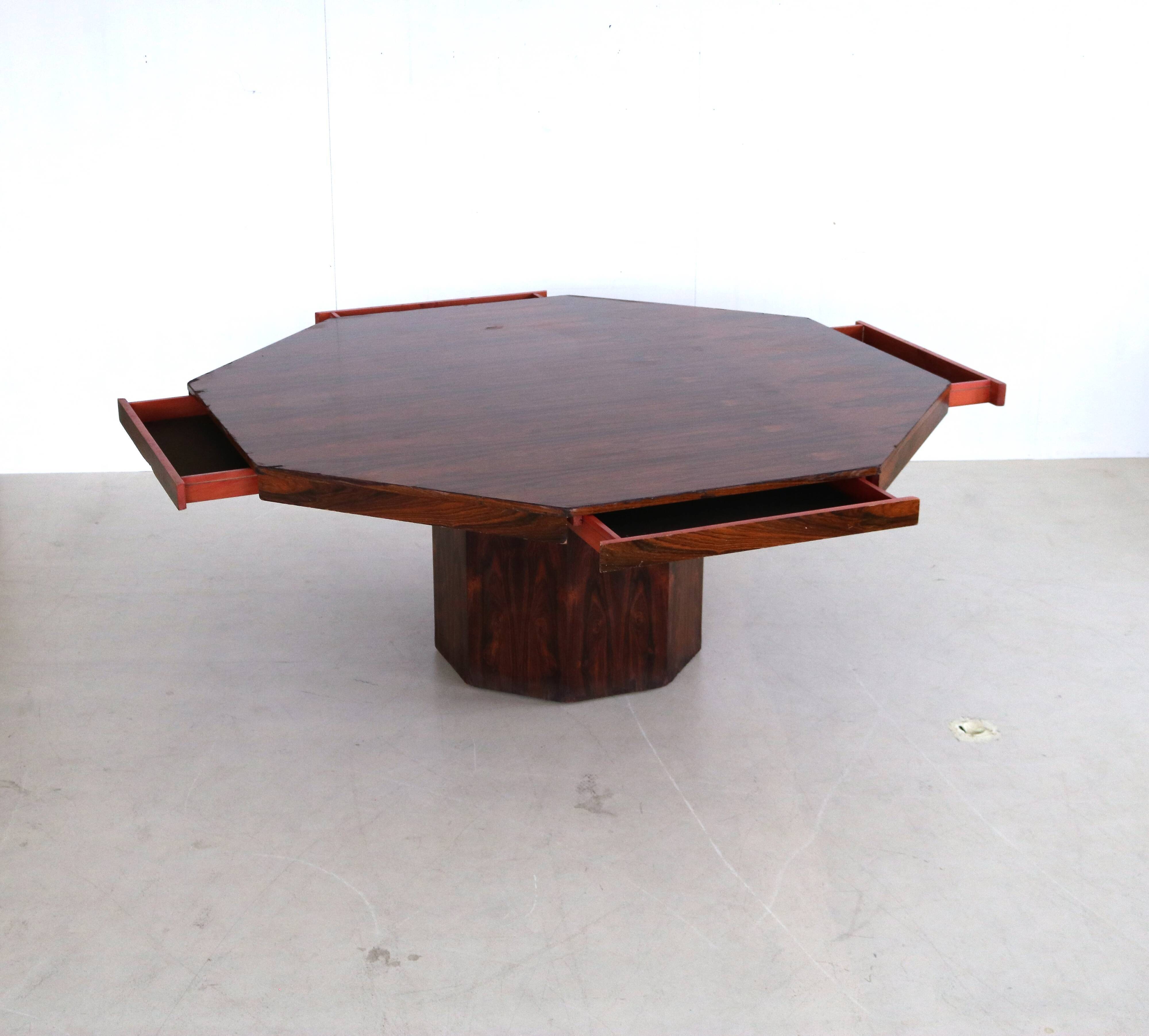 Octagonal dining ore conference table with drawers