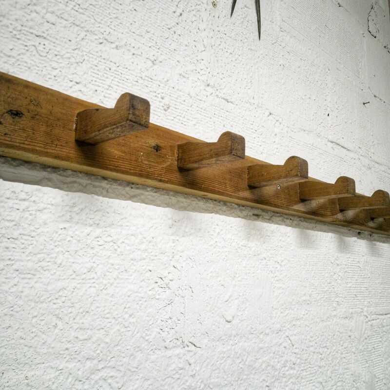 Brutalist wall coat rack with 8 hooks