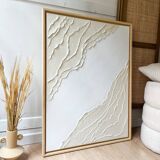 White and cream textured relief painting